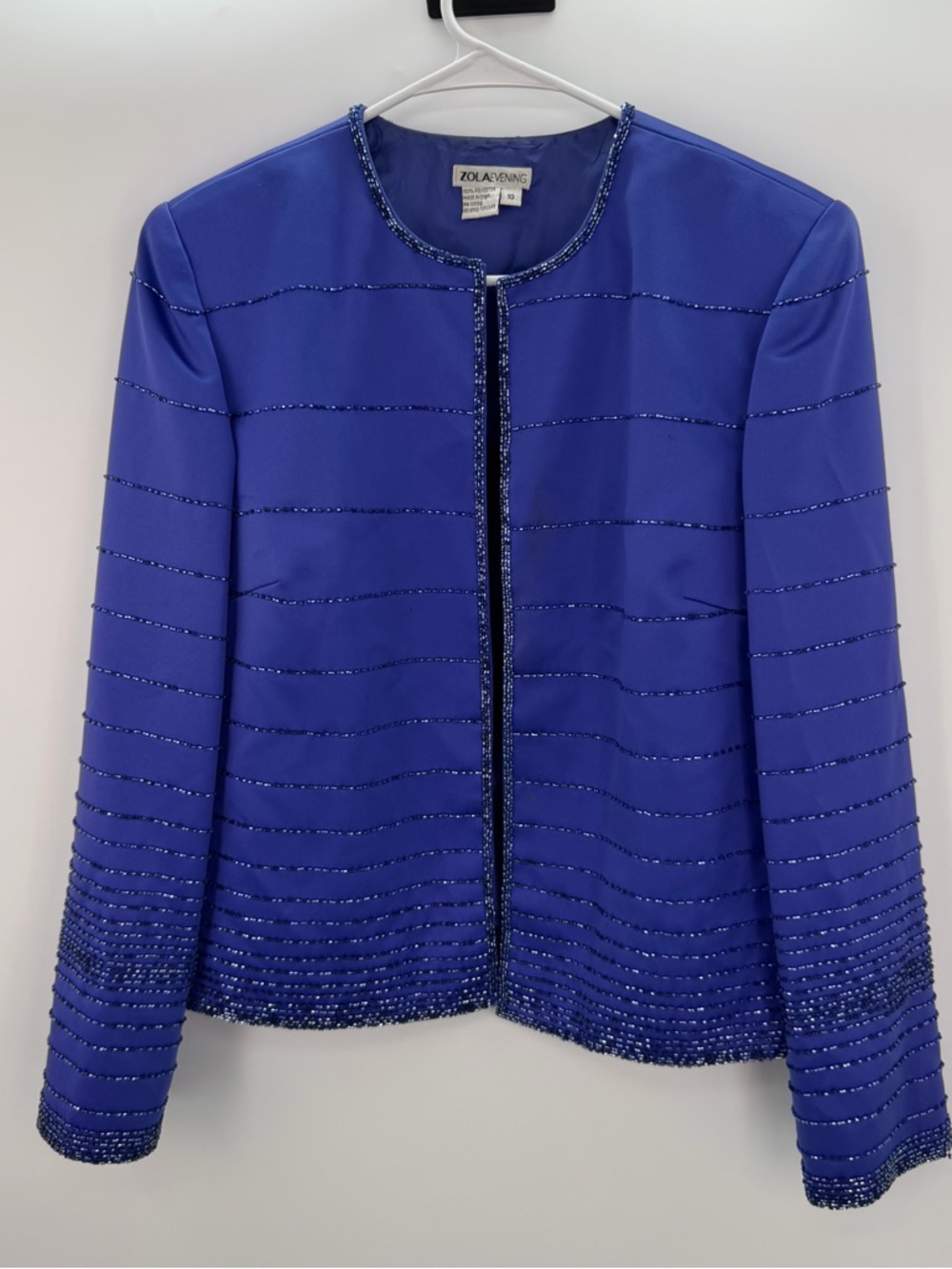 ✨ Zola Evening Beaded Jacket — Royal Blue Size 10 💙